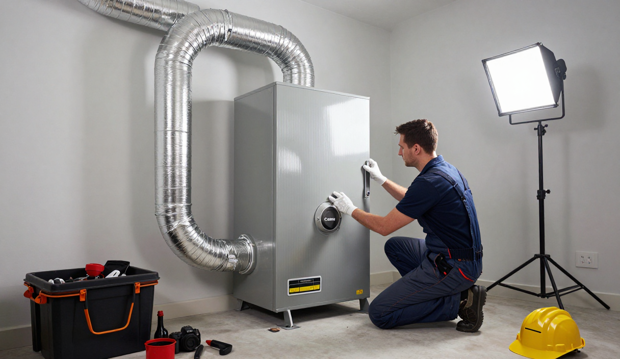 Heater and furnace installation